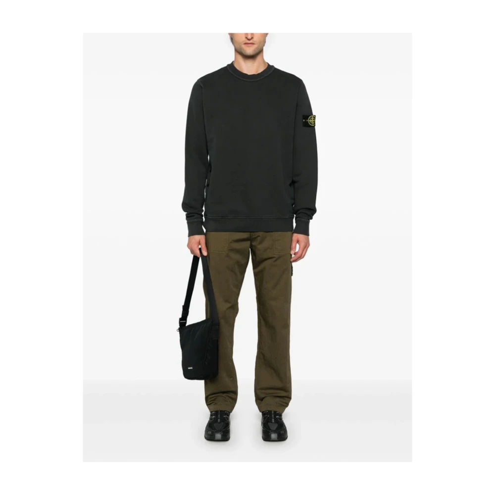 Stone Island Zwarte Compass-Badge Sweatshirt Black Heren
