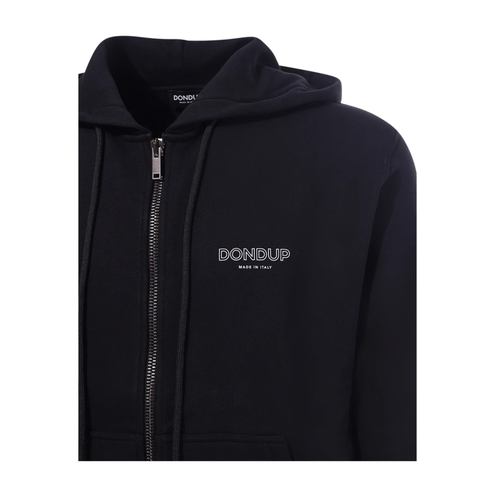 Dondup Zwarte hoodie met rits en logo Black Heren
