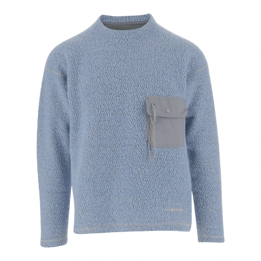 And Wander Logo Wollen Trui Lichtblauw Blue Heren