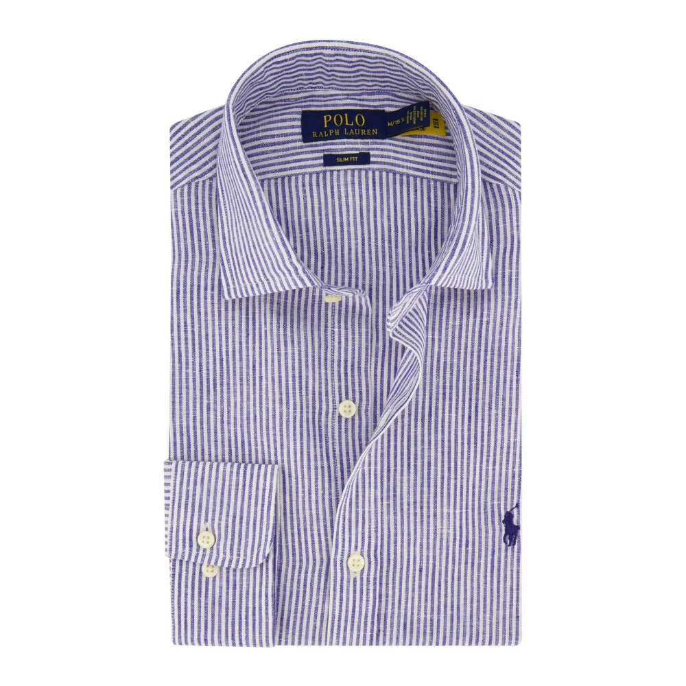 Polo Ralph Lauren Blauw Gestreept Slim Fit Business Overhemd Blue Heren