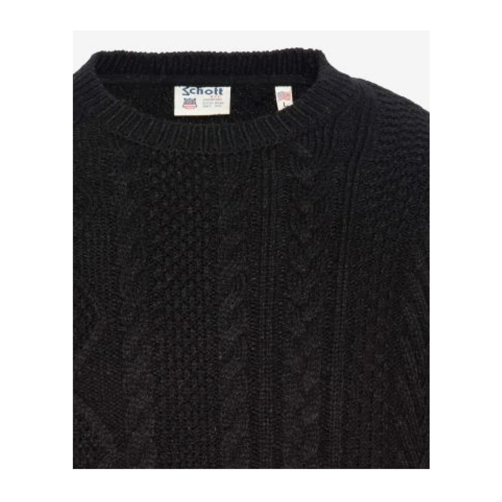 Schott NYC Round-neck Knitwear Black Heren