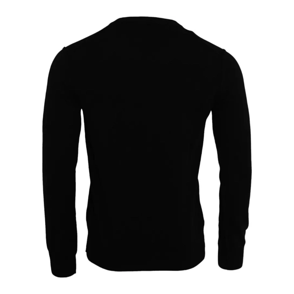 Dolce & Gabbana Zwarte Cashmere Logo Trui voor Mannen Black Heren
