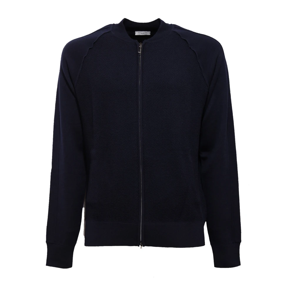 Paolo Pecora Men's Blue Zip-Throughs, S, 8264J Cardigan Giacca Mix Wool E Jacket Jumper