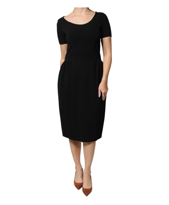 zwarte-sheath-midi-jurk-met-logodetails