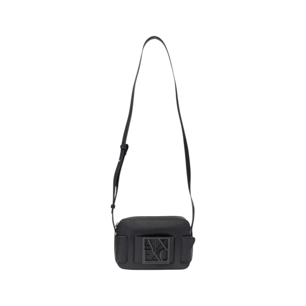 Armani Exchange Women's Black Plain Shoulder Bag With Zip Fastening