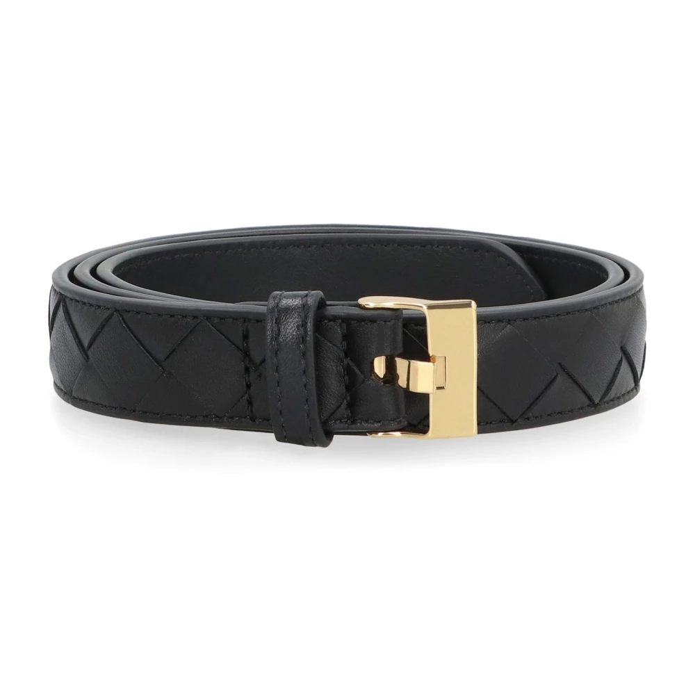 Bottega Veneta Zwart Leren Intrecciato Riem Black Dames