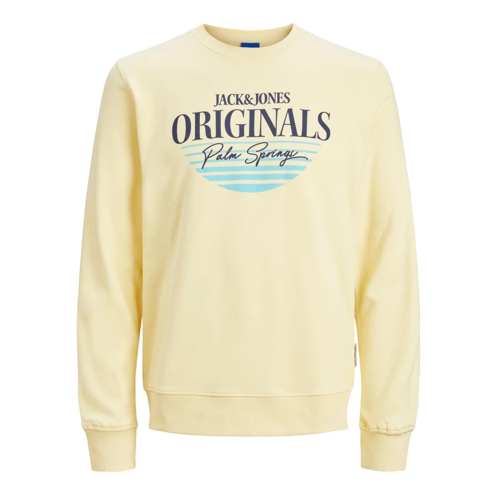 Jack & jones Logo Print Sweatshirt Pullover Casual Yellow Heren