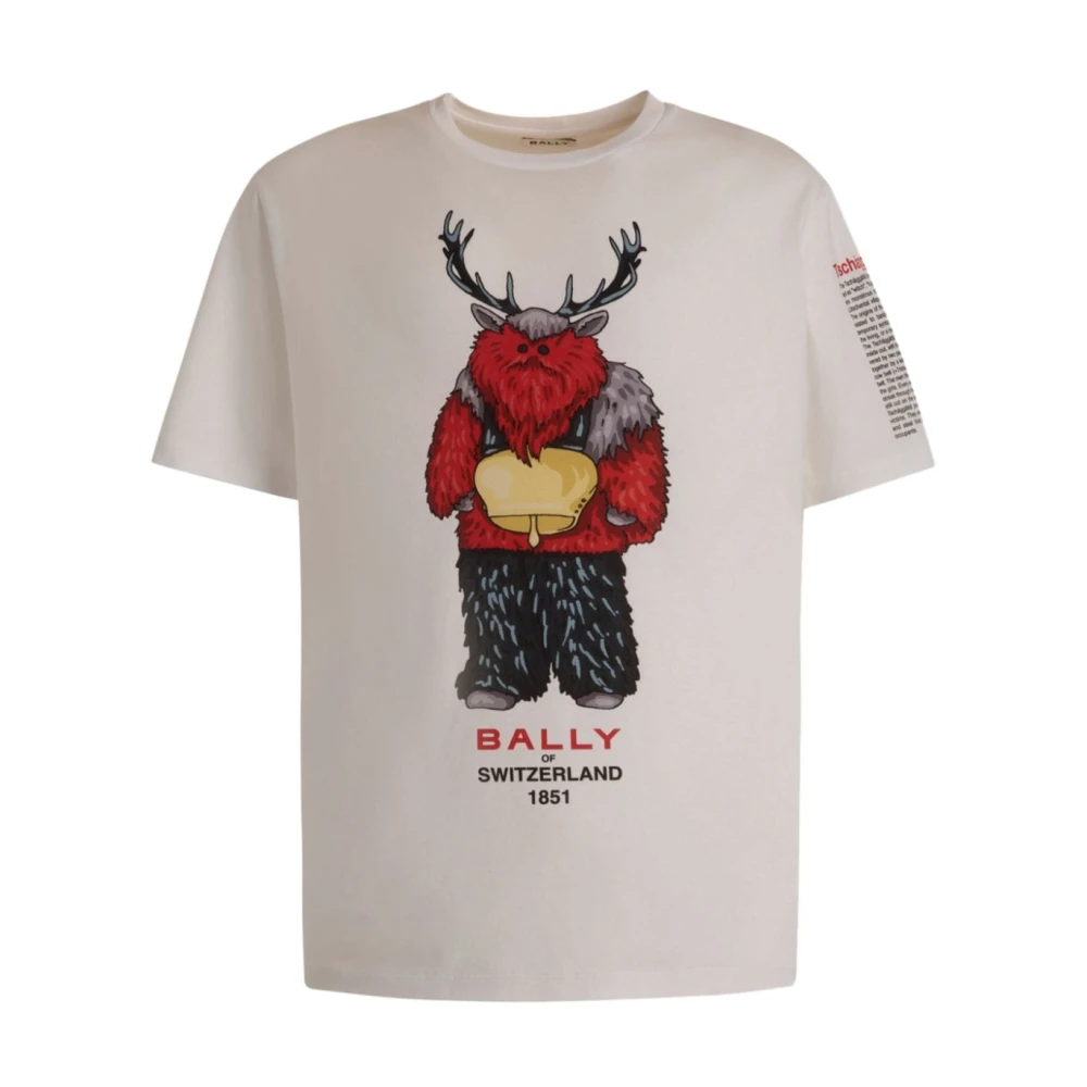 Bally Grafische Print Crew Neck T-shirt White Heren