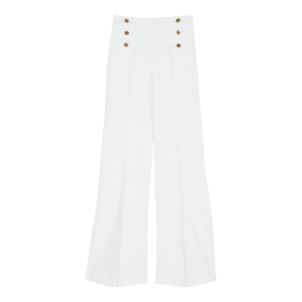 Twinset Hoge Taille Wijde Pijp Witte Jeans White Dames