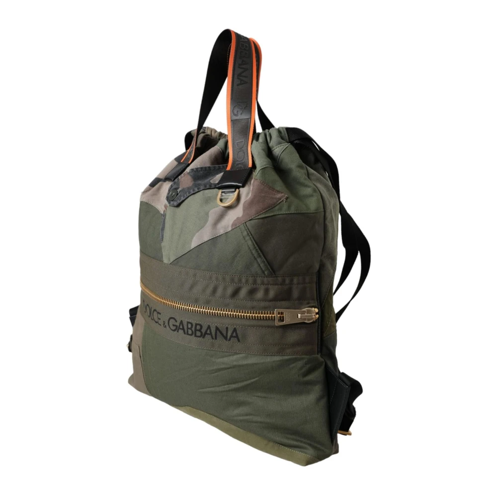 Dolce & Gabbana Camouflage Trekkoord Rugzak Green Heren