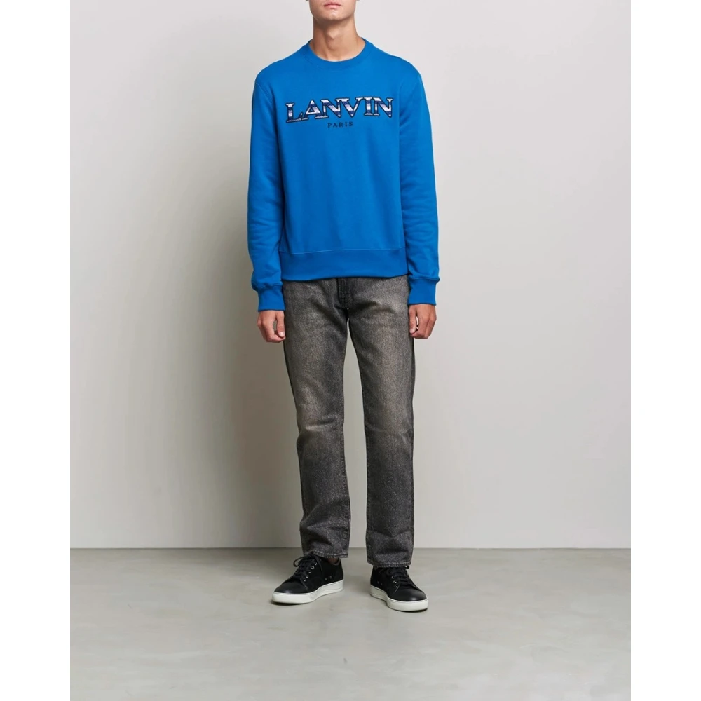 Lanvin Geborduurde logo sweatshirt in blauw Blue Heren