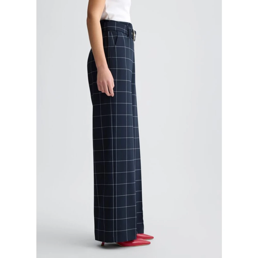 Liu Jo Hoge taille geruite palazzo broek Blue Dames