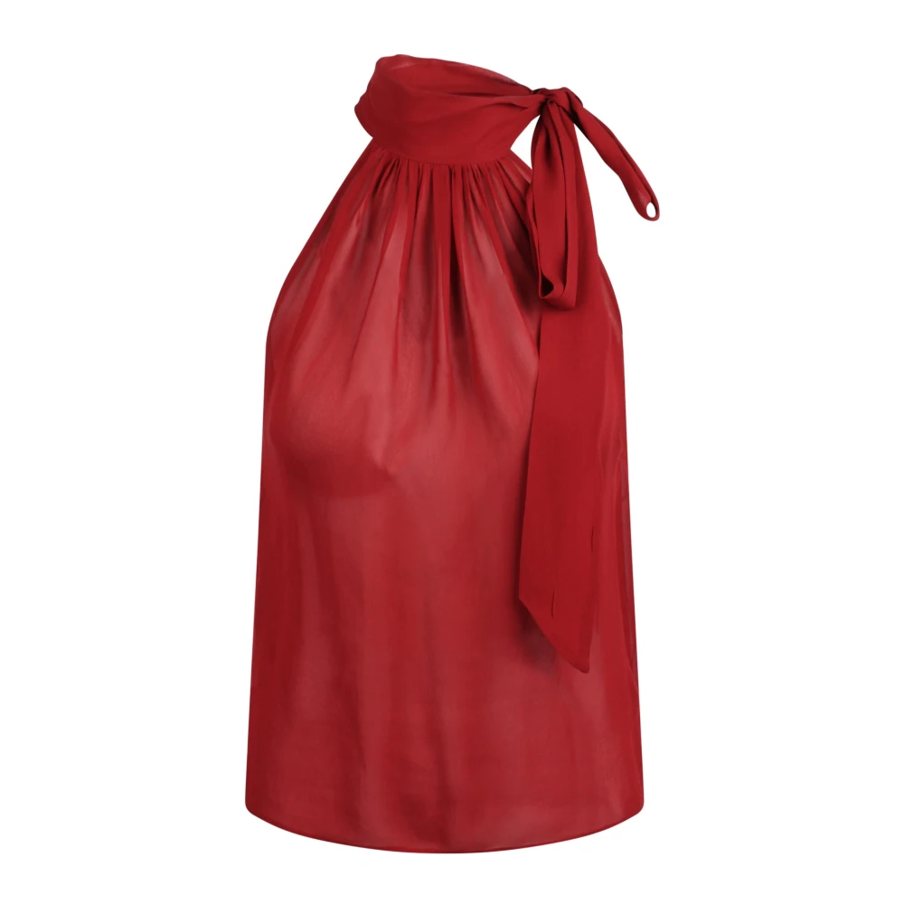 Philosophy di Lorenzo Serafini Georgette Top met Lavallière Kraag Red Dames