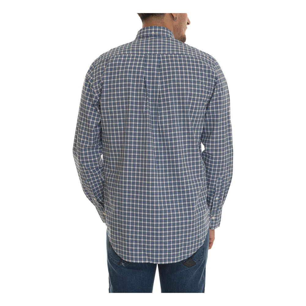 Gant Geruite Katoenen Knoopshirt Blue Heren