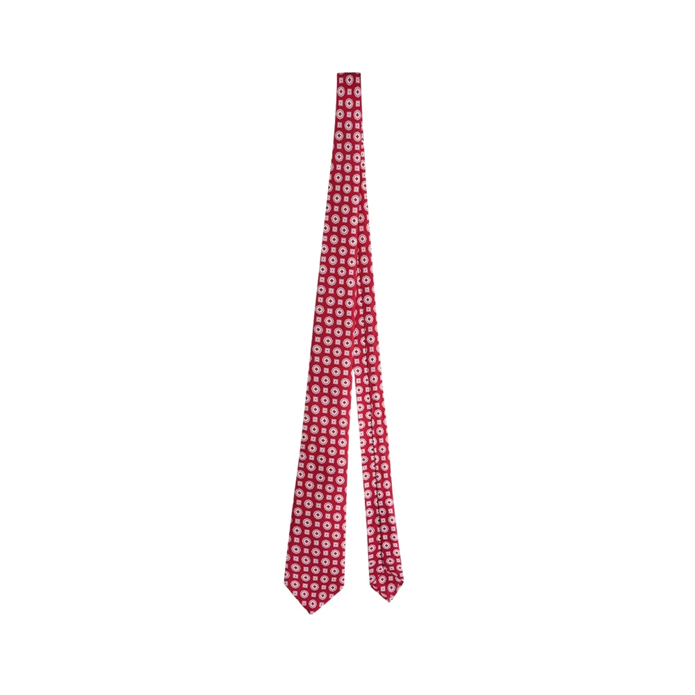 Kiton Rood en wit medaillon zijden stropdas Red Unisex