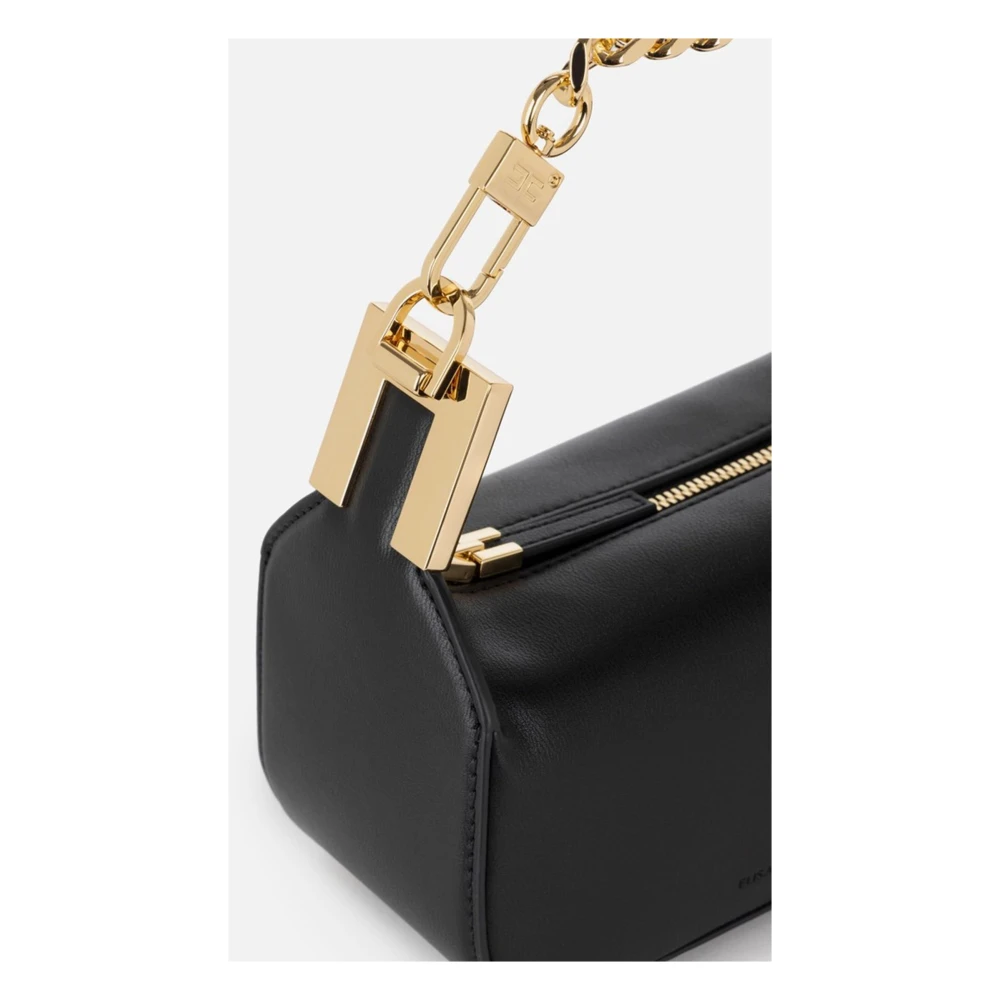 Elisabetta Franchi Zwarte Mini Handtas met Gouden Handvat Black Dames