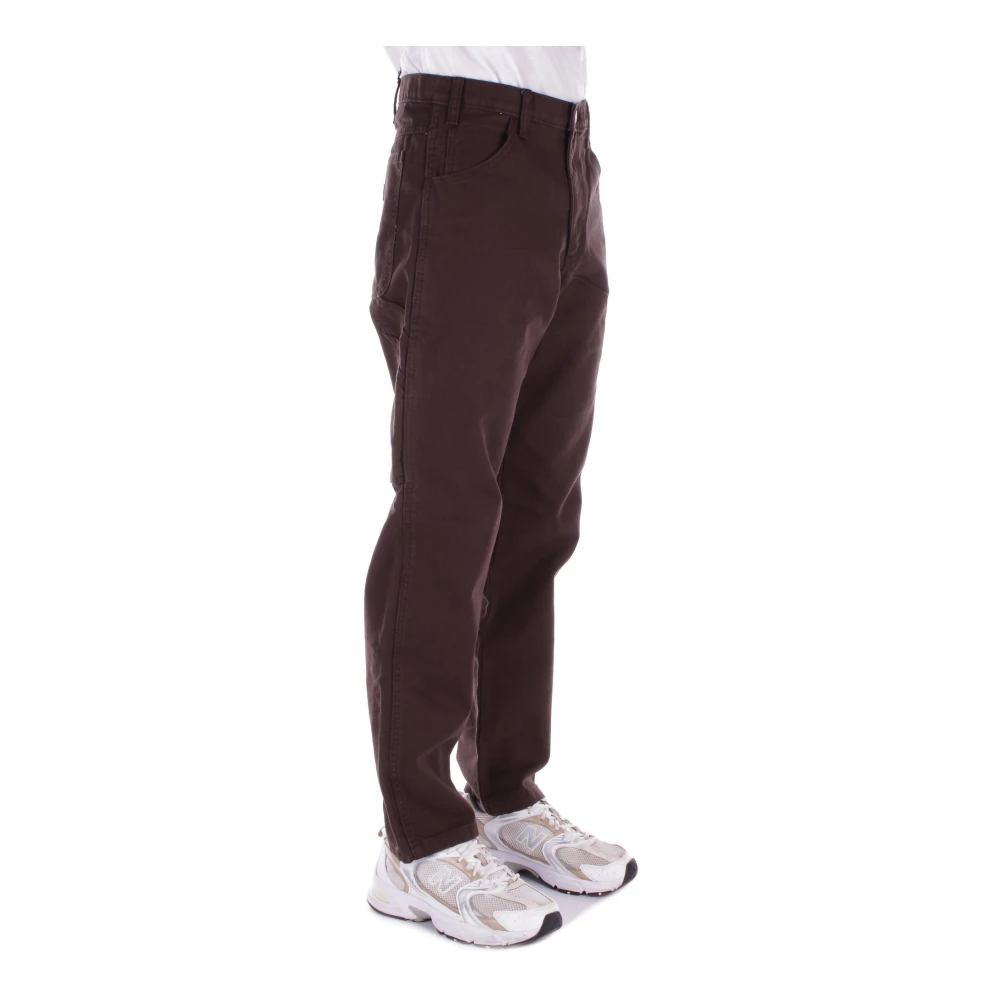 Dickies Logo Achter Broek Knoop Rits Zakken Brown Heren
