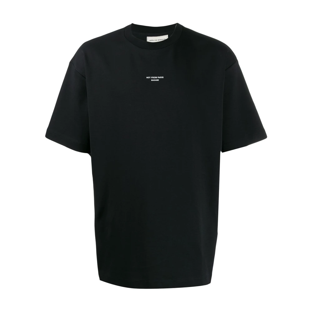 Drole de Monsieur Zwart T-Shirt Klassieke Stijl Black Heren