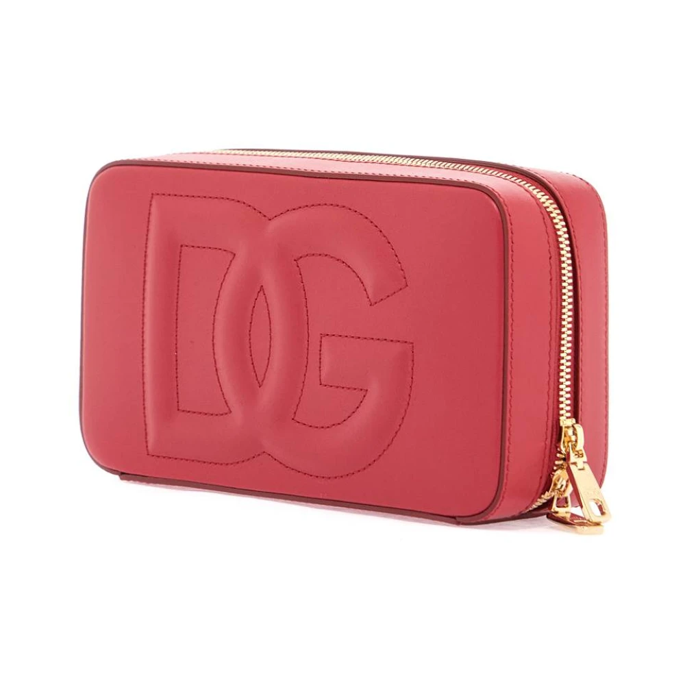 Dolce & Gabbana Rode kalfsleren schoudertas met reliëflogo Red Dames