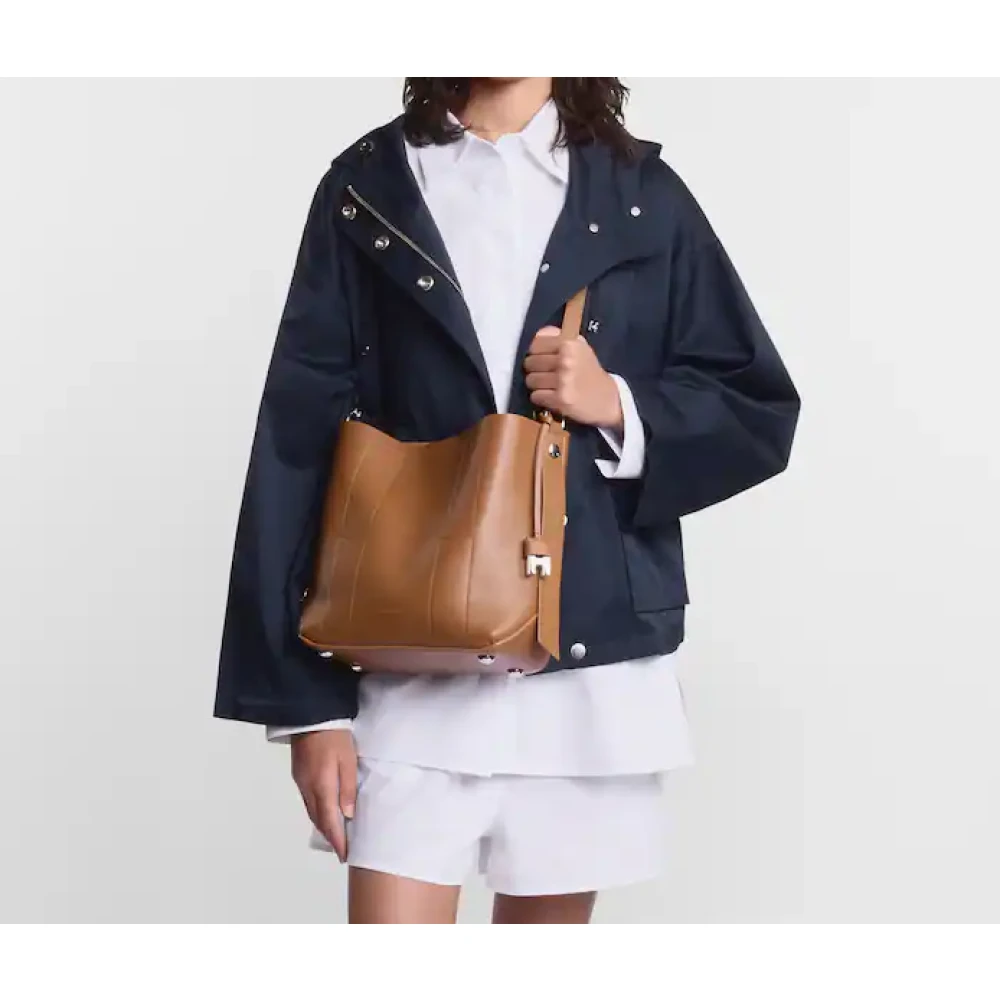 Hogan Stijlvolle Brandy Leren Hobo Tas Brown Dames