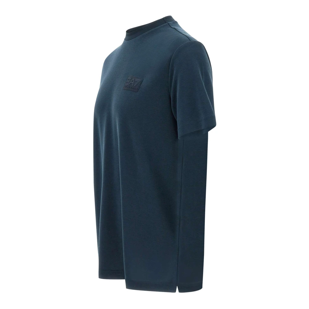 Emporio Armani EA7 Zachte Lyocell Blend Heren T-shirt Blauw Blue Heren