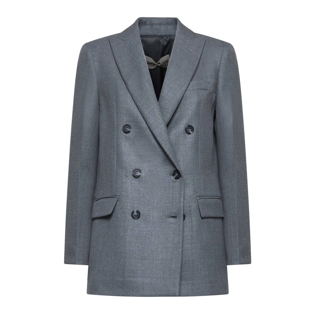 Blanca Vita Antraciet Dubbelborst Jackets Gray Dames