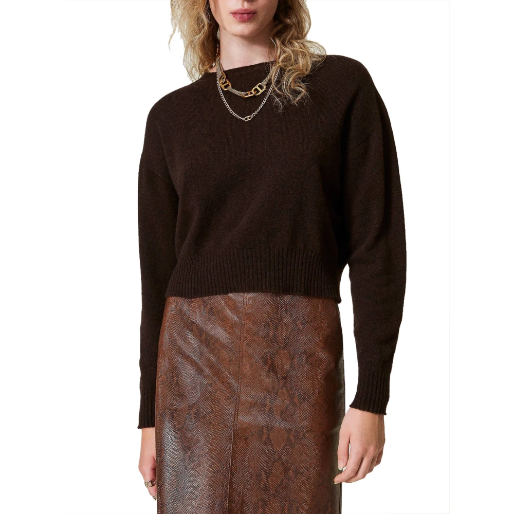 Twinset Zachte Eco-Cashmere Trui Koffie Chocolade Brown Dames