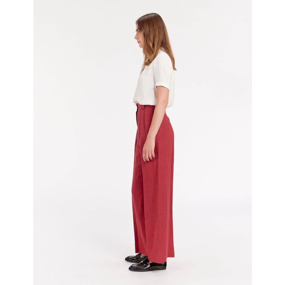 Ines De La Fressange Paris Marlène broek in frambozen linnen Pink Dames
