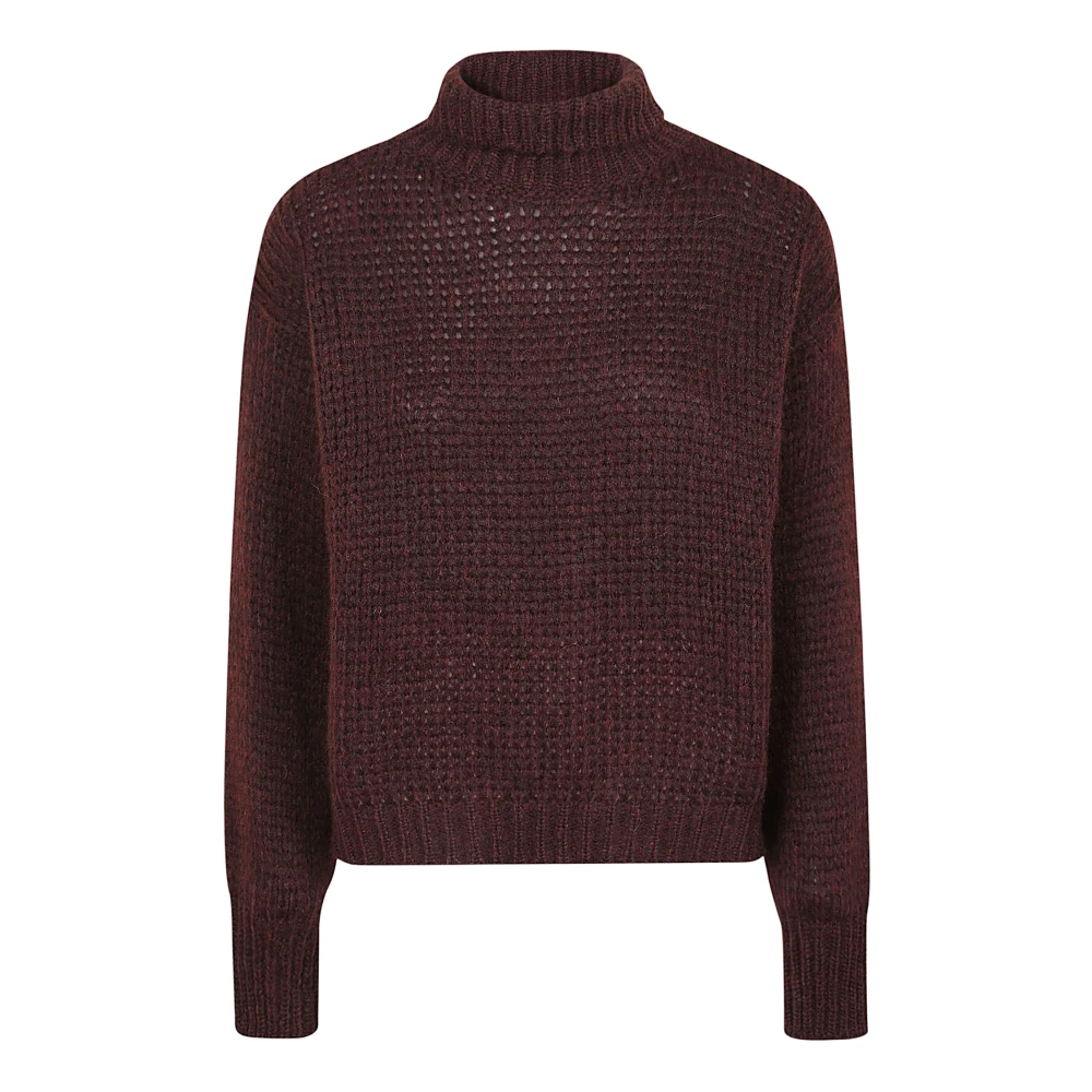 Roberto Collina Bordeaux Alpaca Sweater Dolcevita Style Red Dames