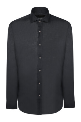 black-linen-shirt-classic-collar