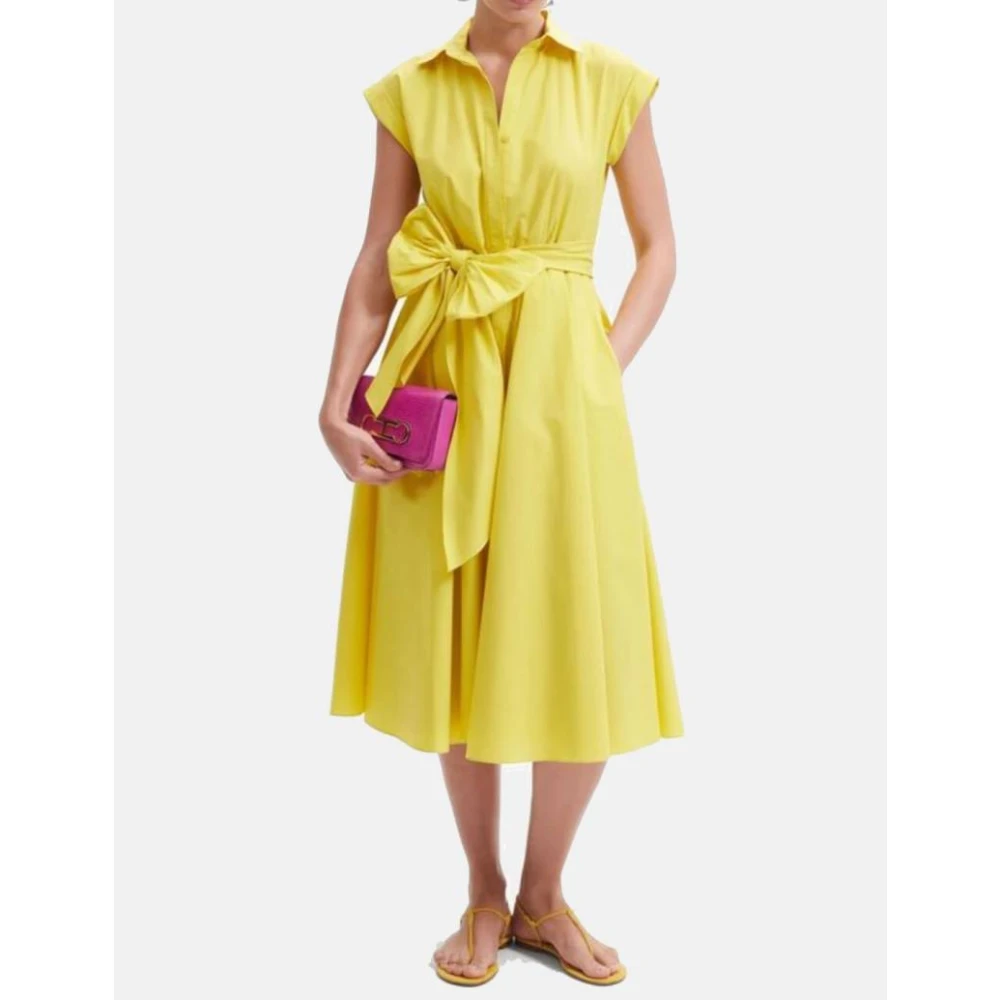 Carolina Herrera Gele overhemdjurk met strik Yellow Dames