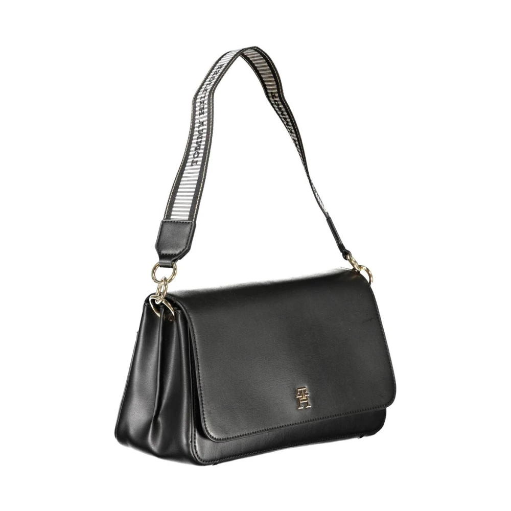 Tommy Hilfiger Zwarte Verstelbare Schoudertas met Meerdere Compartimenten Black Dames