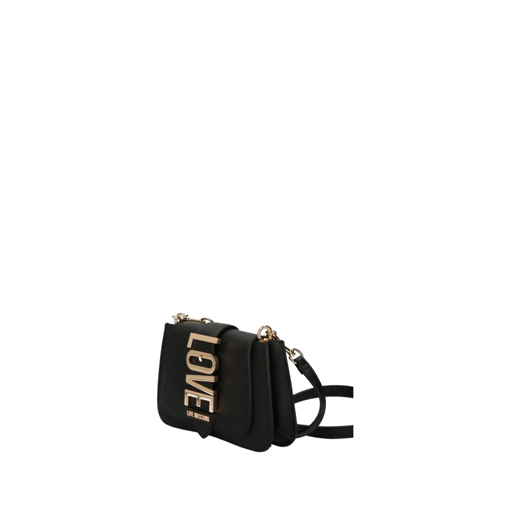 Moschino Zwarte schoudertas met gouden details Black Dames