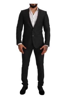 Grå Ull MARTINI Slim Fit Kostym