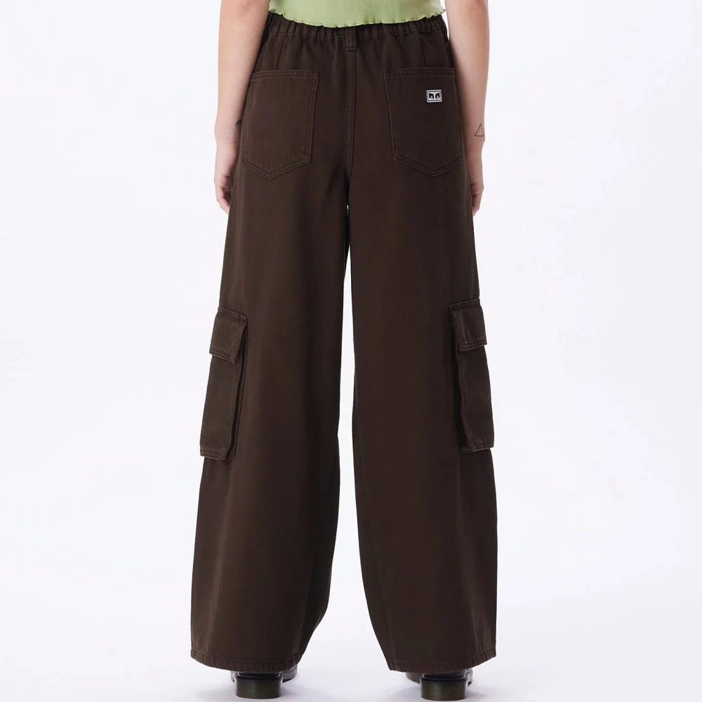 Obey Cargo Denim Broek in Bruin Brown Dames