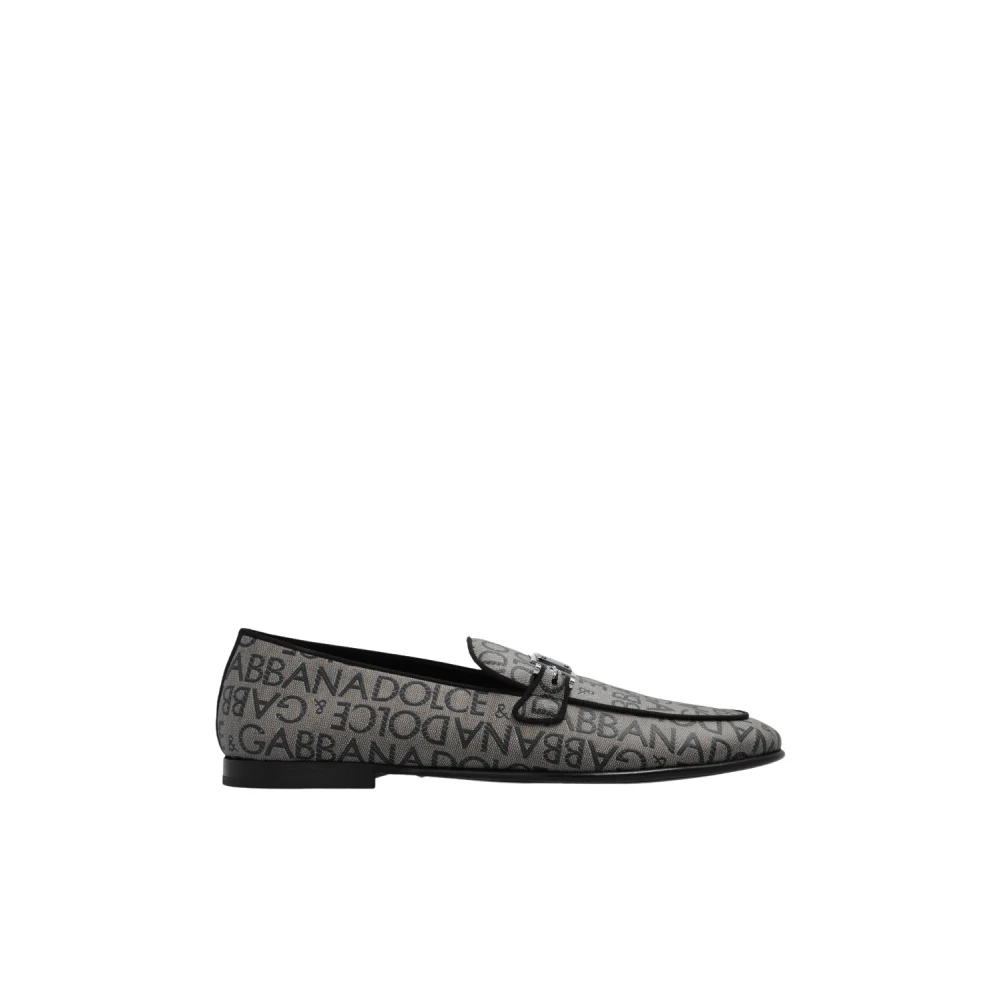 Dolce & Gabbana Men's Gray Loafers With Monogram - Loafers - 9 1/2 Uk - Shoes