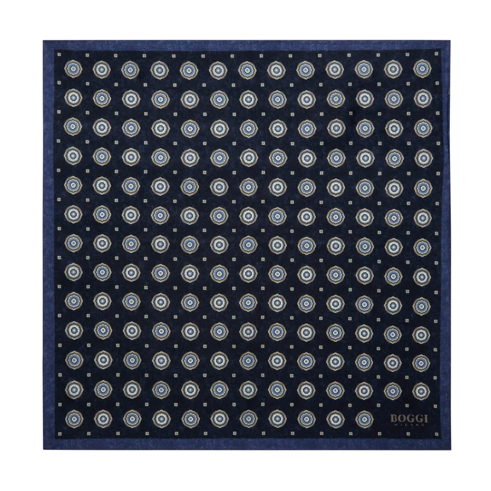 Boggi Milano Zakendoek van zijde met medaillonmotief Blue Heren