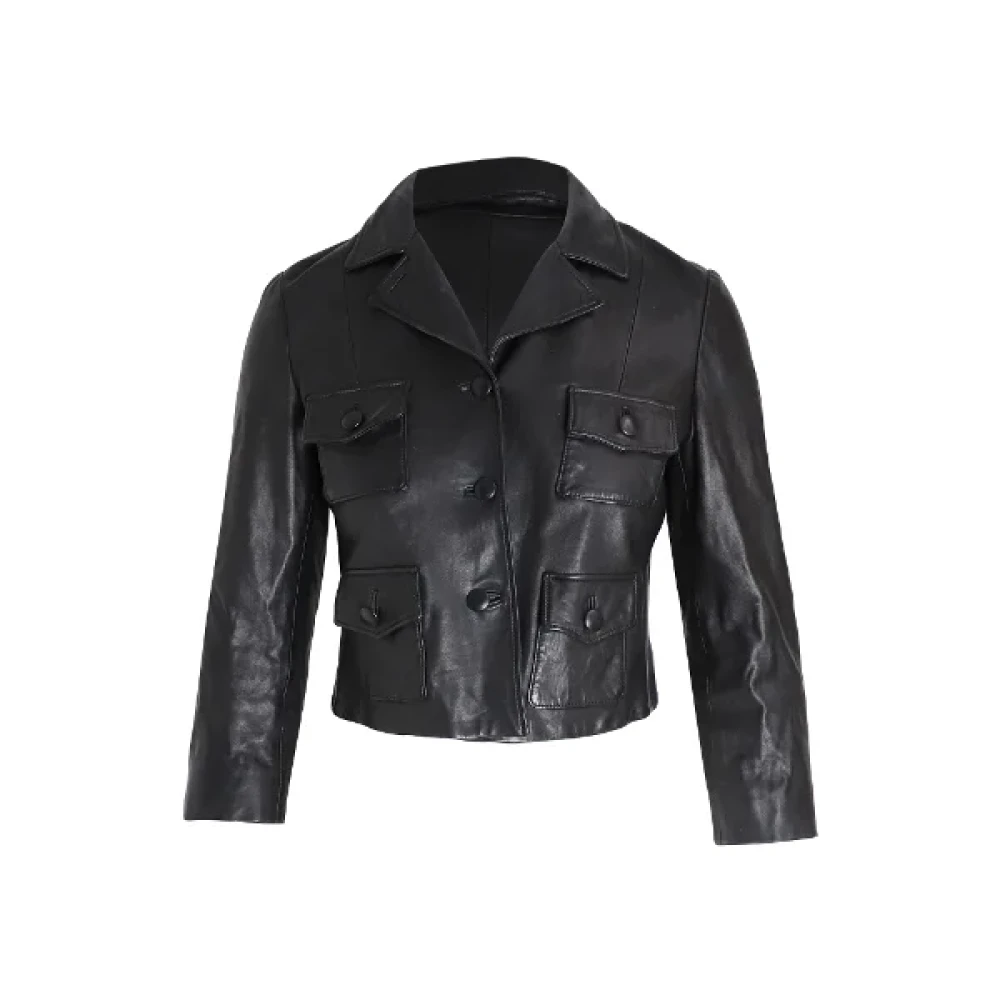 Prada Vintage Pre-owned Leather outerwear Black Dames