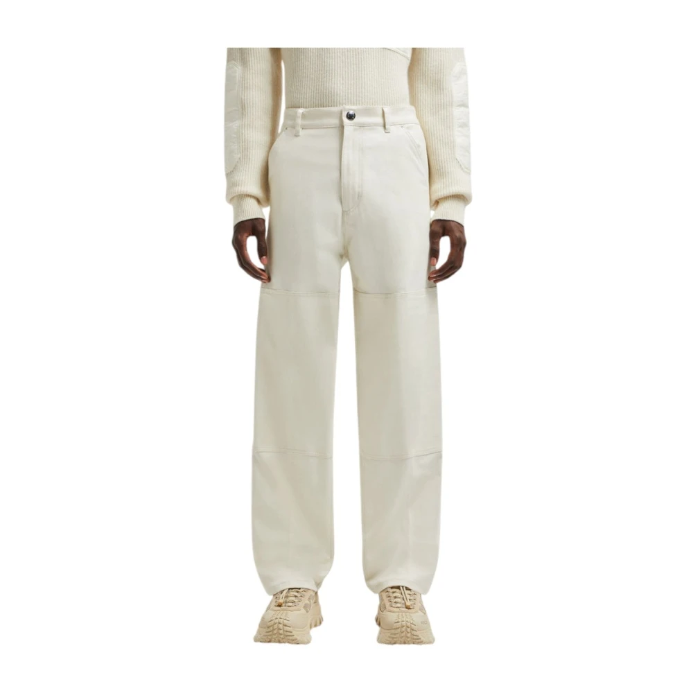 Moncler Off White Katoenen Canvas Broek White Heren