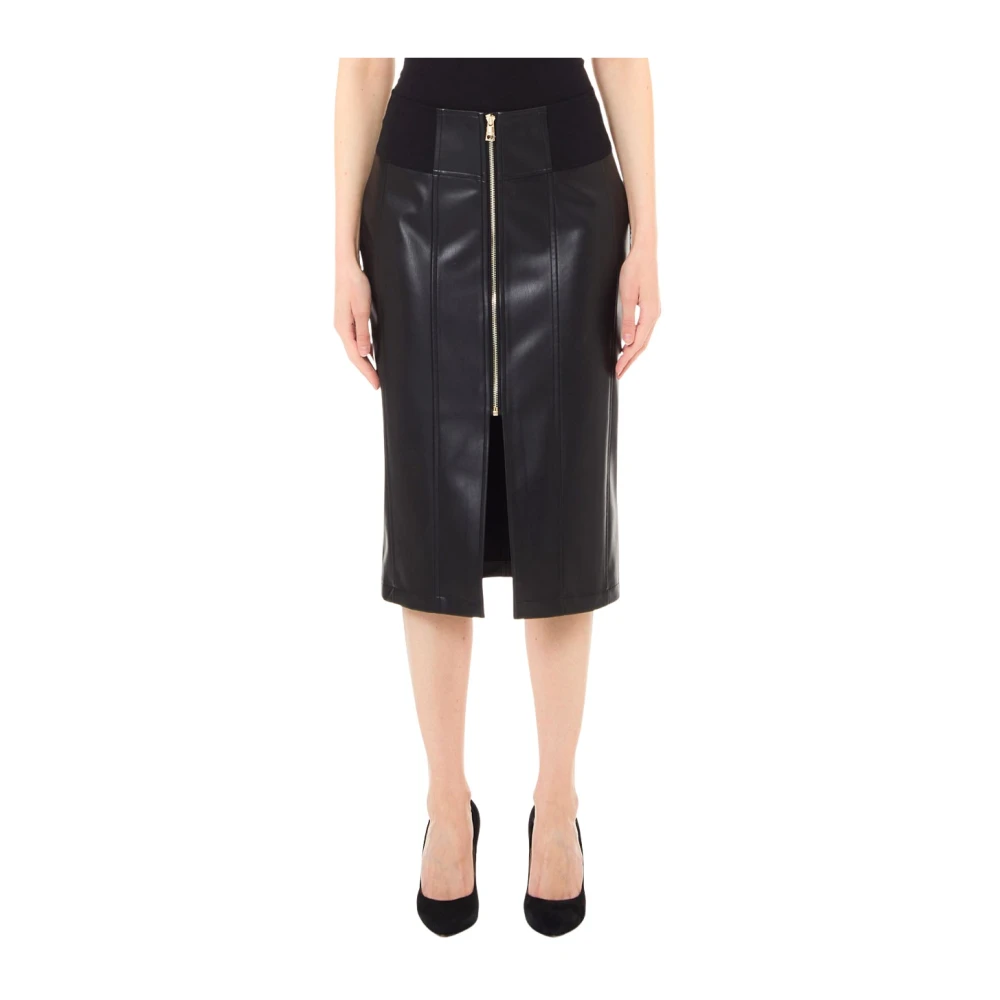 Liu Jo Elegante Zwarte Midi Rok Black Dames