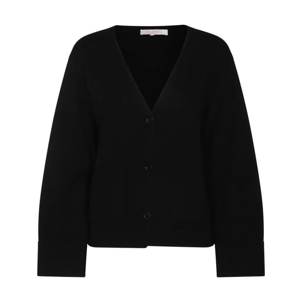 Antonelli Firenze Zwarte Wollen Gebreide Trui Vest Black Dames