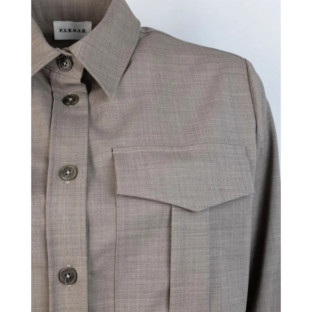 P.a.r.o.s.h. Overhemd met knoopsluiting en zakken Beige Dames