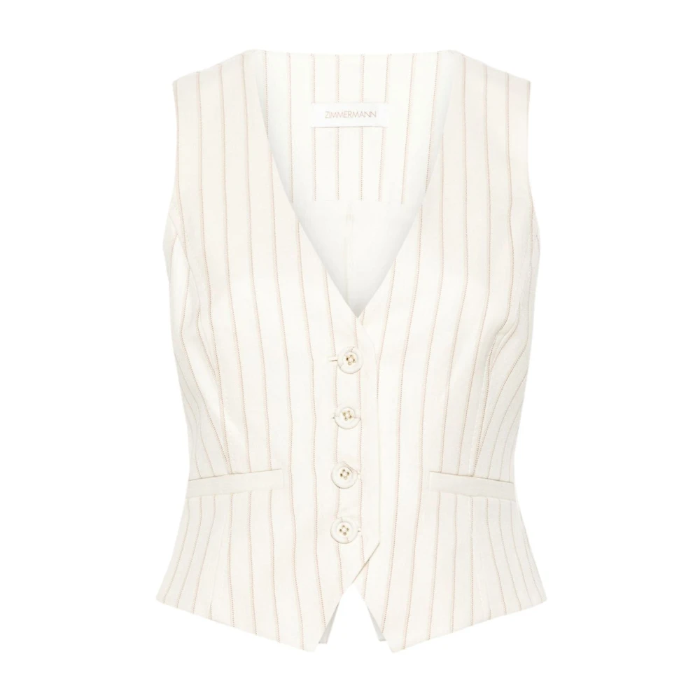 Zimmermann Crème Herringbone Vest met Pinstripe Beige Dames