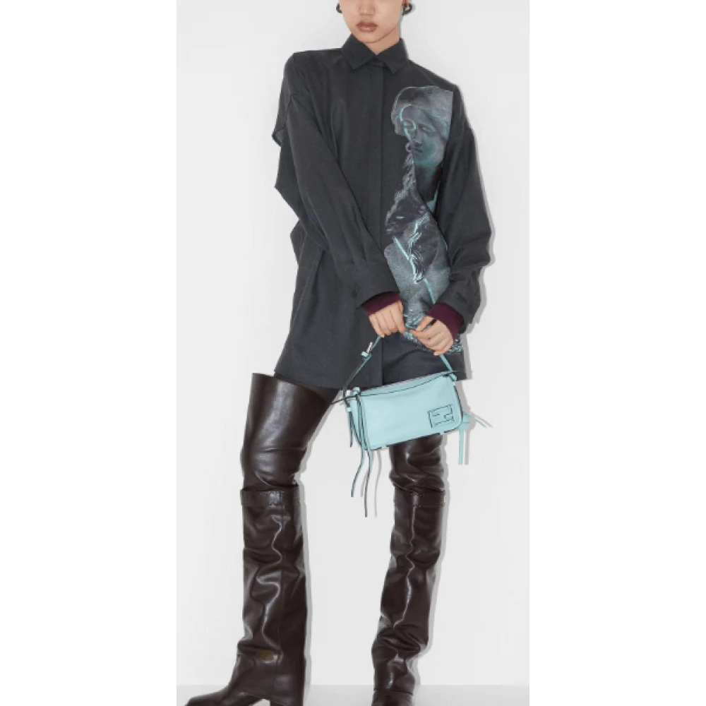 Fendi Donkergrijze Flanellen Overhemdjurk Gray Dames