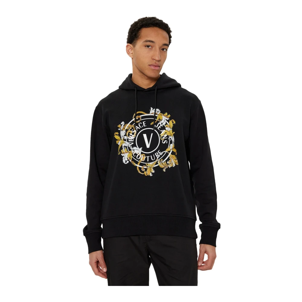 Versace Jeans Couture Logo Regular Hoodie Black Heren
