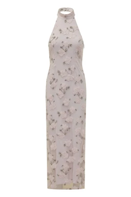 Flower Beads Maxi Dress