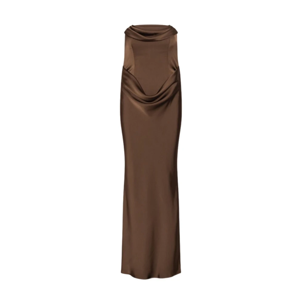 Rotate Birger Christensen Women's Brown Gowns, 2XS, Corsage Long Dress