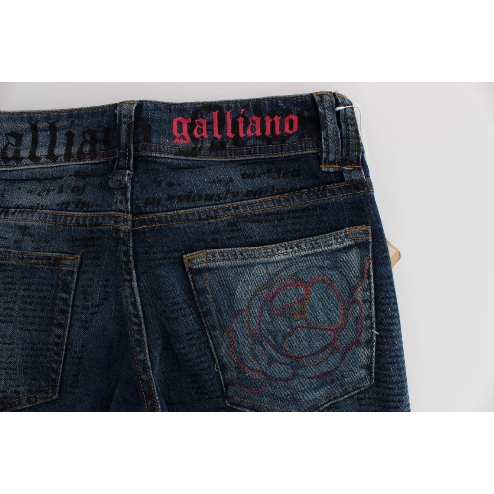 John Galliano Elegante Bootcut Denim Jeans Blue Wash Blue Dames
