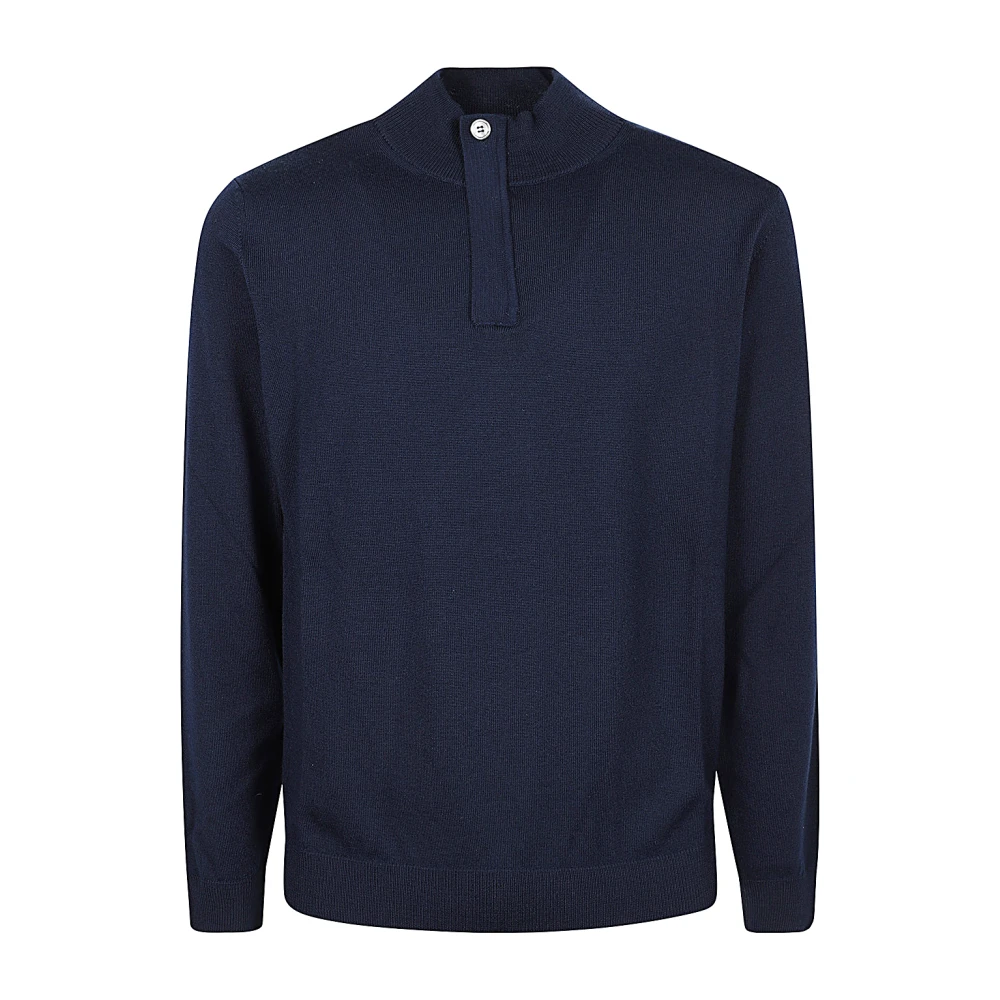 Daniele Fiesoli Merino Rits Hals Trui Blue Heren