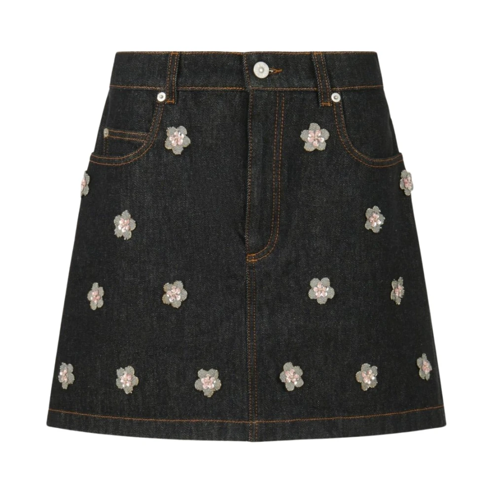 Marni Women's Blue Floral Embroidered Denim Mini Skirt - Denim Skirts - Xs - Skirts